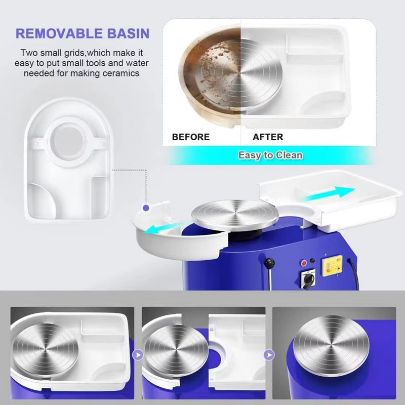 Clay Work Forming Machine Diy Ceramic Making Tool / Electric Pottery Lathes Wheel Ceramics Clay Potter