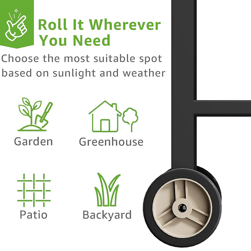 Weatherproof Metal Potting Bench with Wheels Planting Table Gardening Work Benches for Outside