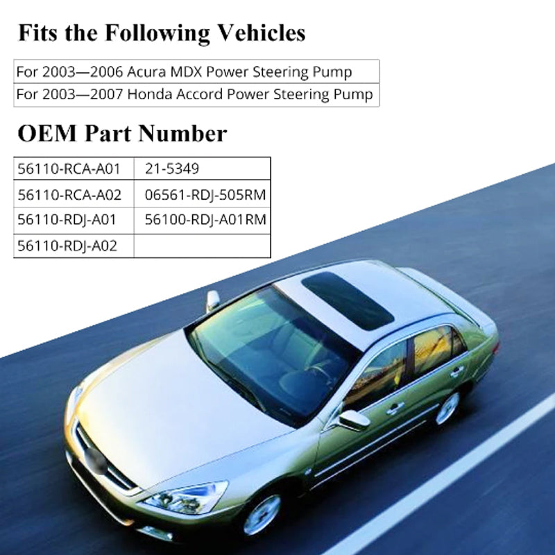 56110-Rca-A01 Power Steering Pump For Honda Accord 3.0L V6-2003-2007 Acura Mdx 3.0L V6 2003-2006 Power Steering Pump