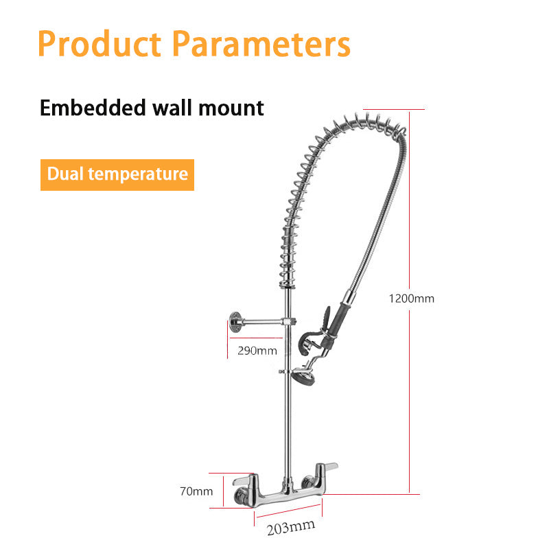 Kitchen Hot And Cold Water Faucet, Hand-Held Pre-Rinse Shower Spray Gun, High-Pressure Shower, Commercial Dishwasher