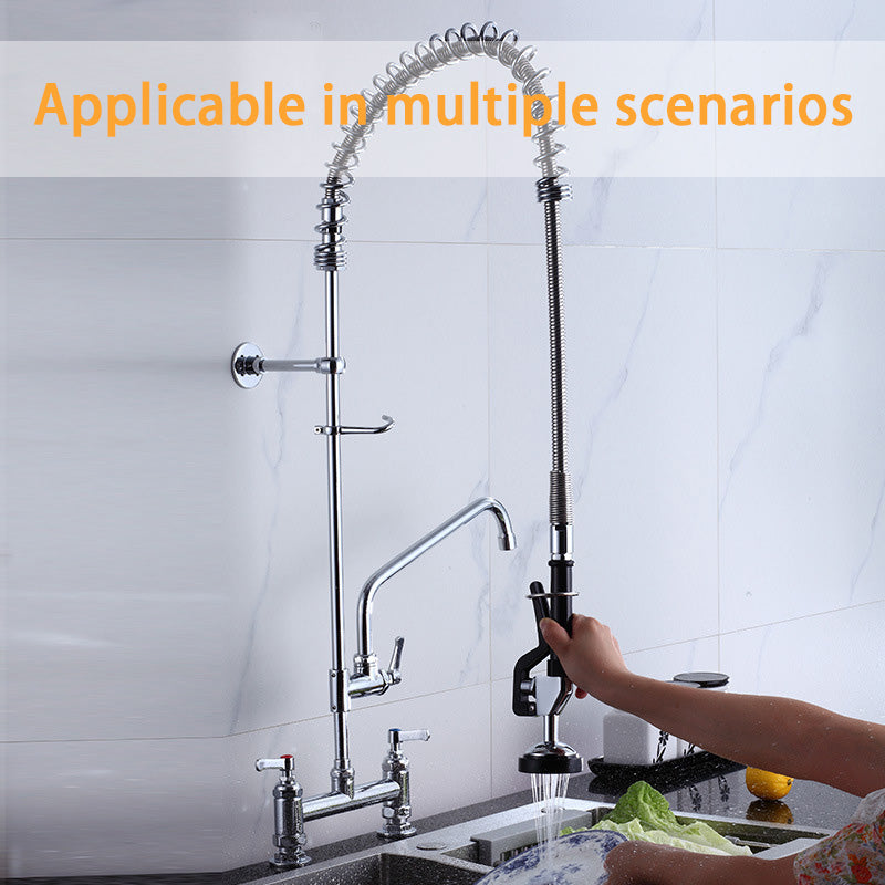 Kitchen Hot And Cold Water Faucet, Hand-Held Pre-Rinse Shower Spray Gun, High-Pressure Shower, Commercial Dishwasher