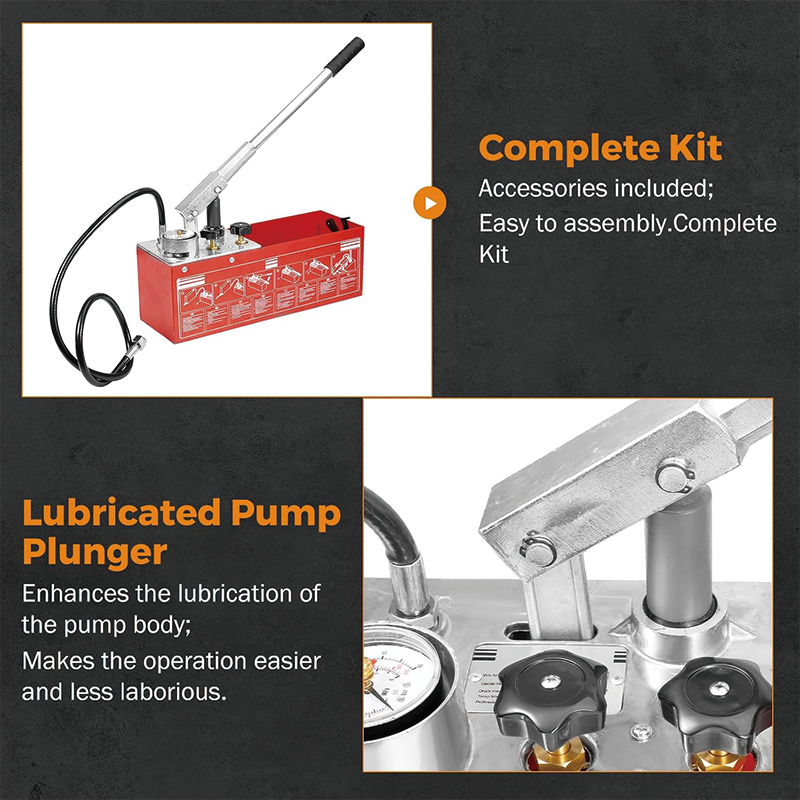 Hydraulic Pressure Test Pump, 3.17 Gallon Hydraulic Manual Water Pipe Leakage Pressure Tester Kit for Pipeline Pressure Container