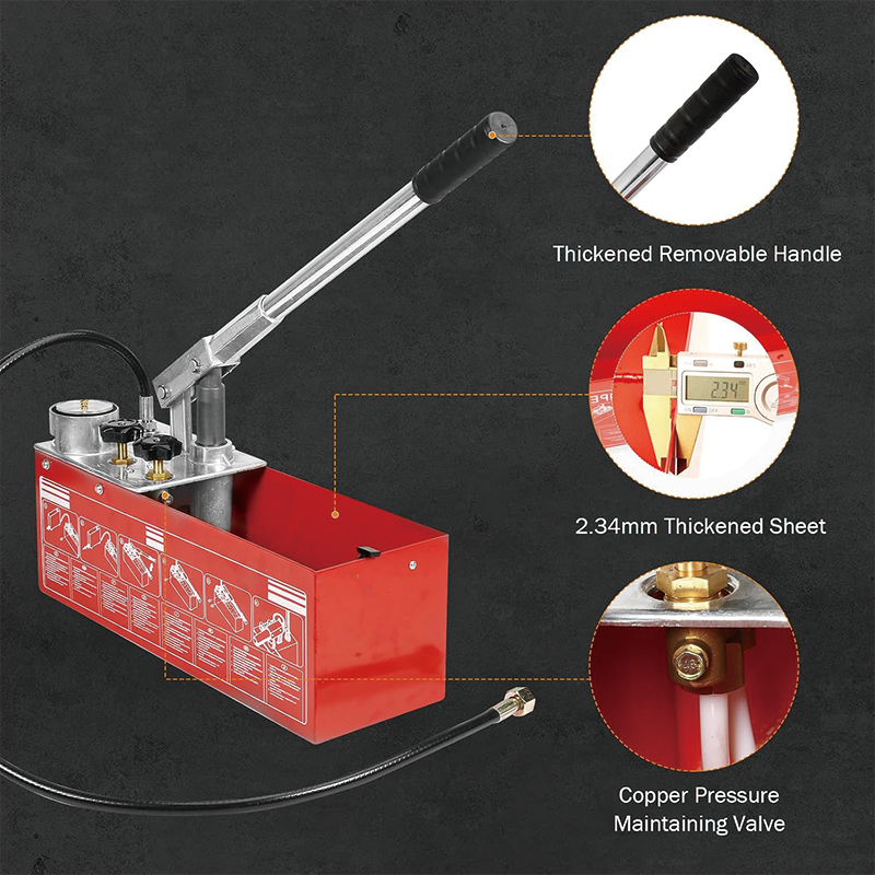Hydraulic Pressure Test Pump, 3.17 Gallon Hydraulic Manual Water Pipe Leakage Pressure Tester Kit for Pipeline Pressure Container