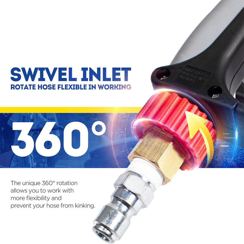 Pressure Washer Short Gun 5000 PSI 10.5 GPM with Nozzle Tips 3/8" Swivel USA-NPT Thread x Quick Socket