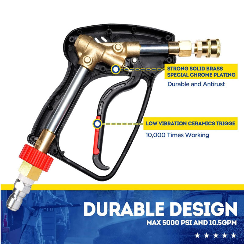 Pressure Washer Short Gun 5000 PSI 10.5 GPM with Nozzle Tips 3/8" Swivel USA-NPT Thread x Quick Socket