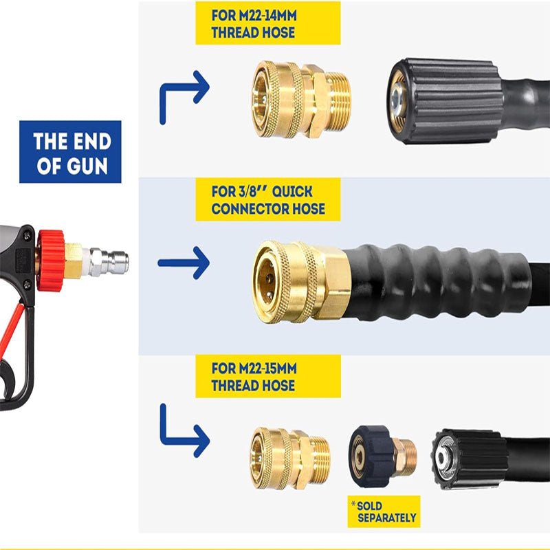 Pressure Washer Short Gun 5000 PSI 10.5 GPM with Nozzle Tips 3/8" Swivel USA-NPT Thread x Quick Socket