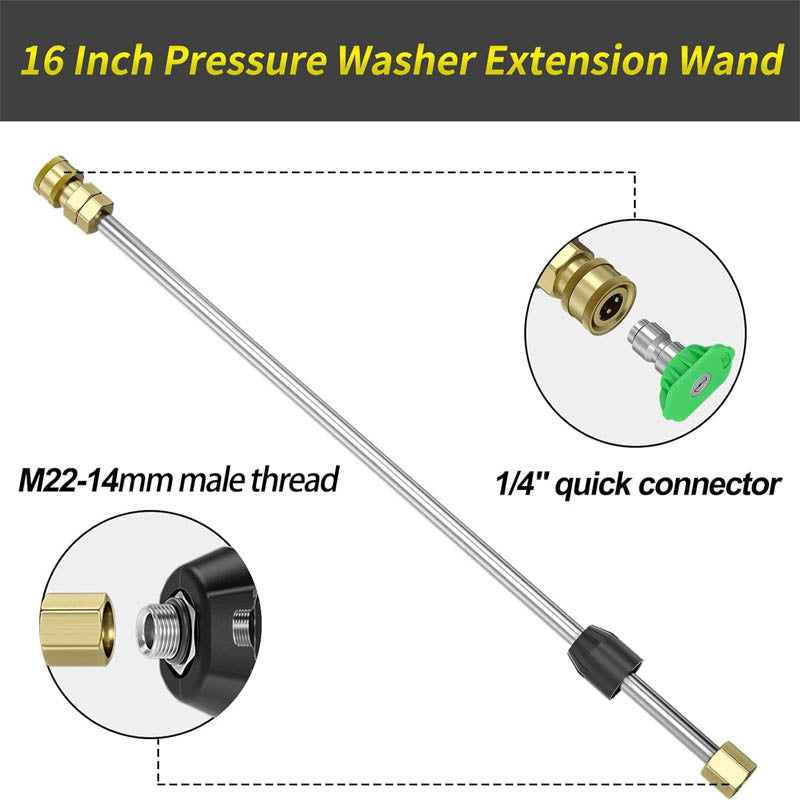 3600 PSI Pressure Washer Gun with 3/8'' Swivel Quick Connect Extension Wand M22 15mm and M22 14mm Fitting