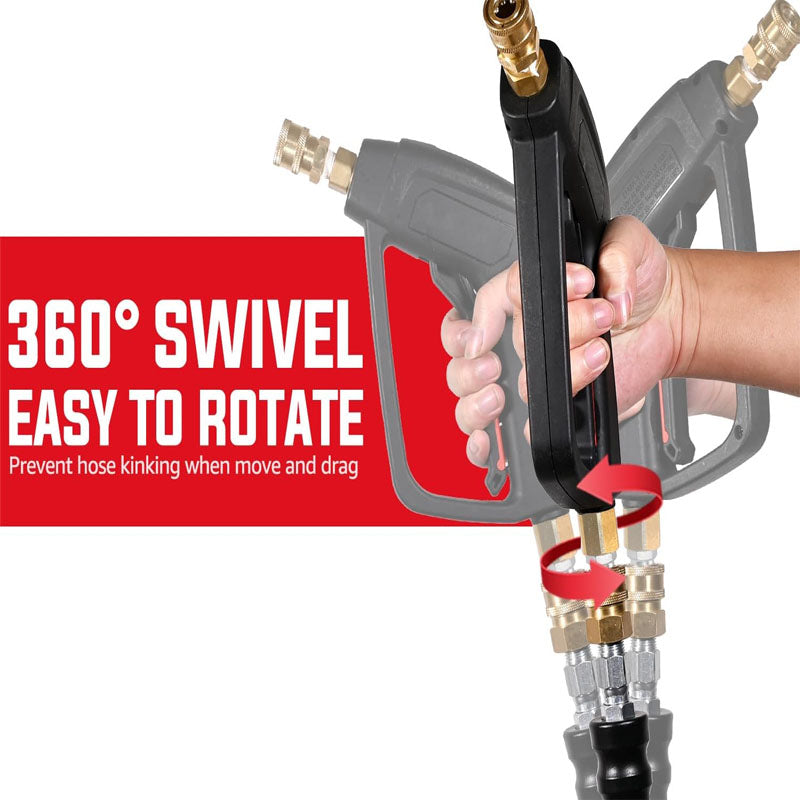 4000 PSI Pressure Washer Gun with Swivel Brass 3/8" Quick Connector Power Washer Handle with 5 Quick Connect Nozzles