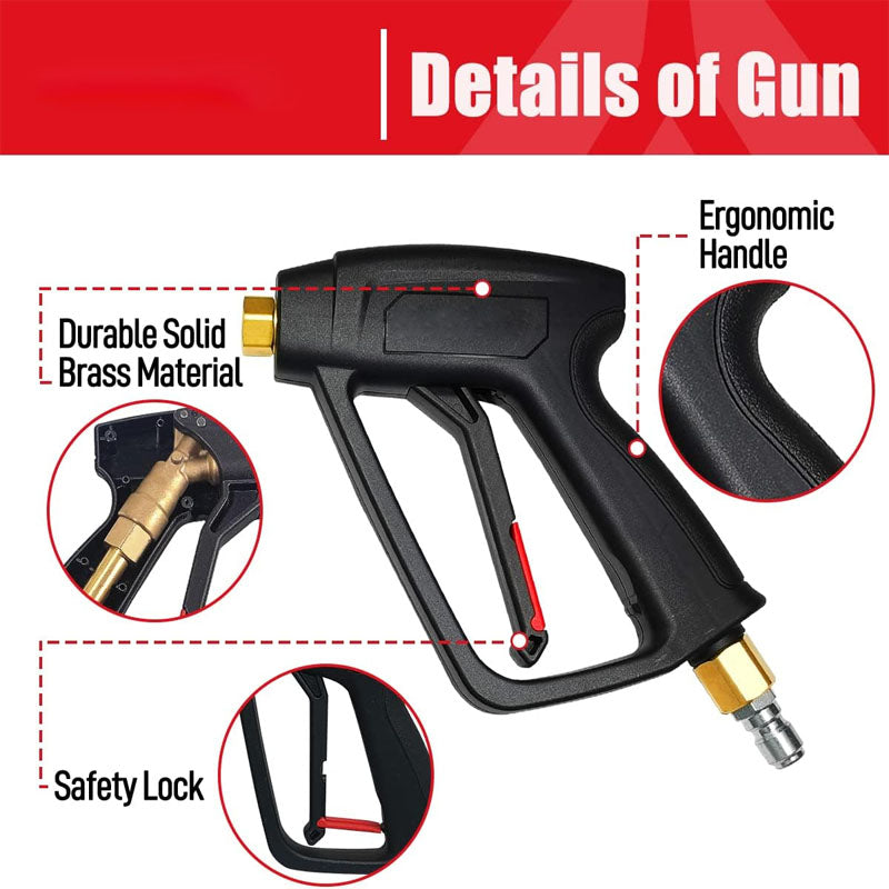 4000 PSI Pressure Washer Gun with Swivel Brass 3/8" Quick Connector Power Washer Handle with 5 Quick Connect Nozzles