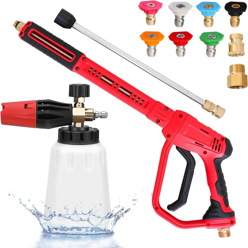 Pressure Washer Gun 4500 PSI, with Replacement Extension Wand, M22-14mm Inlet & 1/4'' Outlet Hose Connector Foam Gun