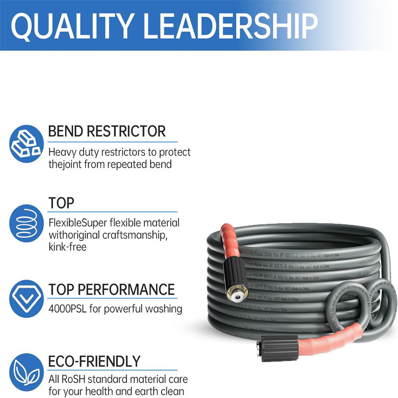Pressure Washer Hose 25FT 1/4" Kink Free M22-14mm Brass Thread ReplacementFor Most Brand Pressure Washers