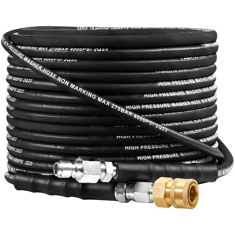 1/4" Pressure Washer Hose 50FT Max 212°F with Swivel Quick Connect 4000 PSI Commercial Grade Steel Wire Braided Kink Resistant