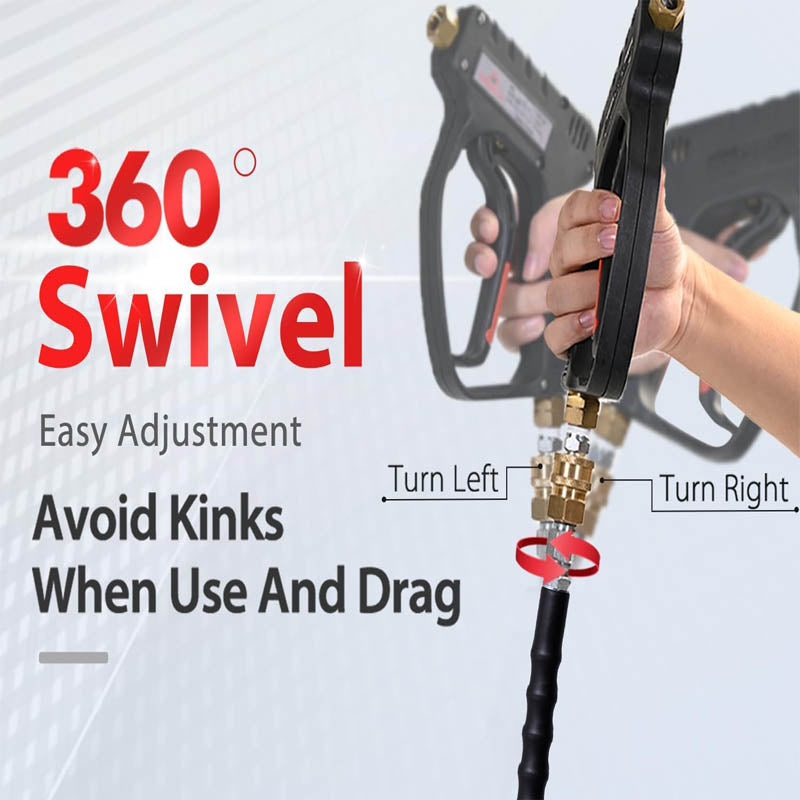 1/4" Pressure Washer Hose 50FT Max 212°F with Swivel Quick Connect 4000 PSI Commercial Grade Steel Wire Braided Kink Resistant