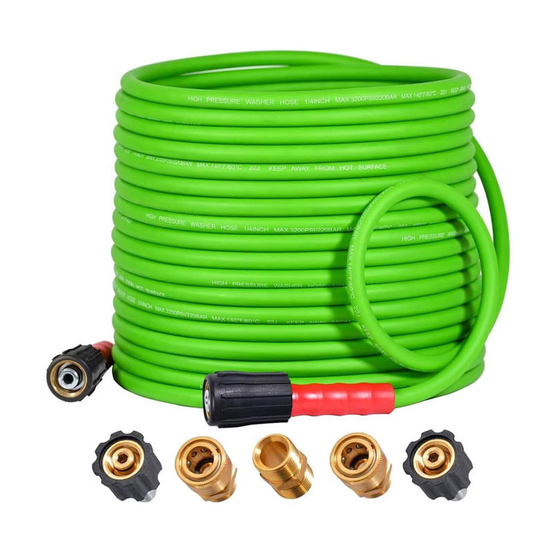 Pressure Washer Hose 75 FT With Leak-Free M22 Female & 3/8" Quick Connect Adapters, 1/4" 3200 PSI