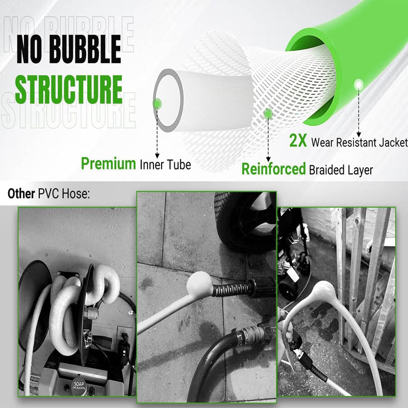 Pressure Washer Hose 75 FT With Leak-Free M22 Female & 3/8" Quick Connect Adapters, 1/4" 3200 PSI