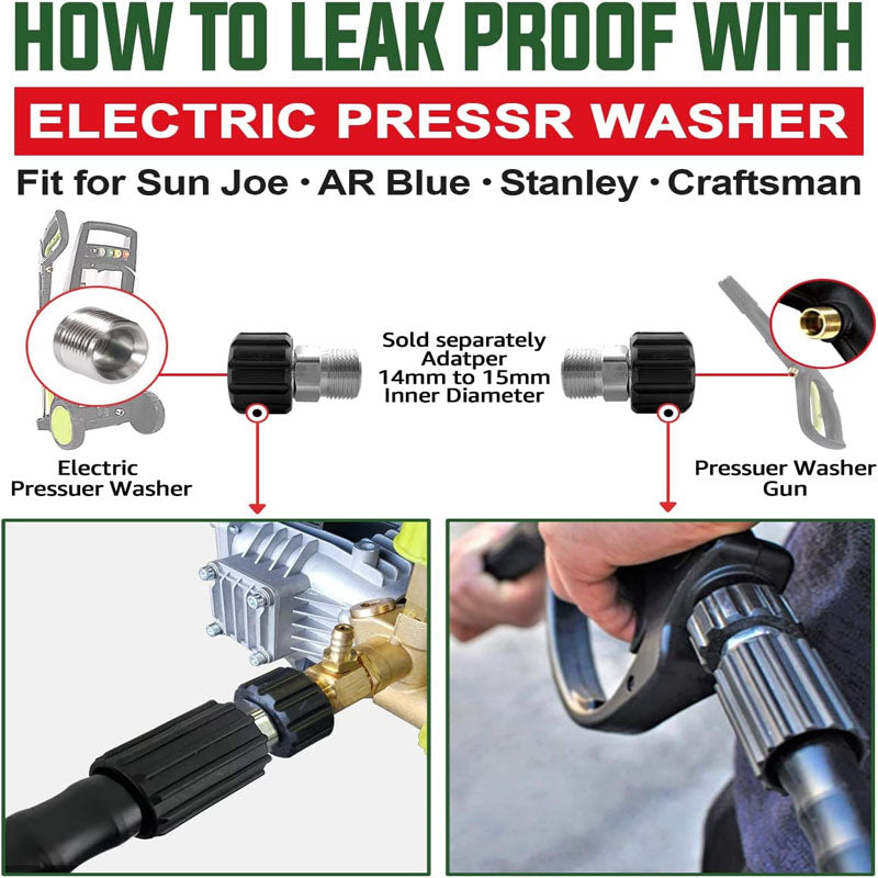 25FT 1/4" Pressure Washer Hose Kink Resistant M22 Brass Fitting Power Washer Hose Replacement For Most Brand Pressure Washers