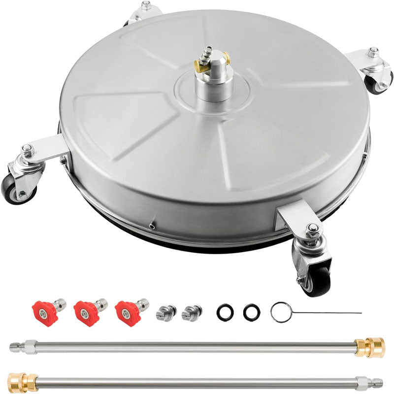18" Pressure Washer Surface Cleaner with 4 Wheels,1/4" Quick Plug 2 Extension Wand Attachments