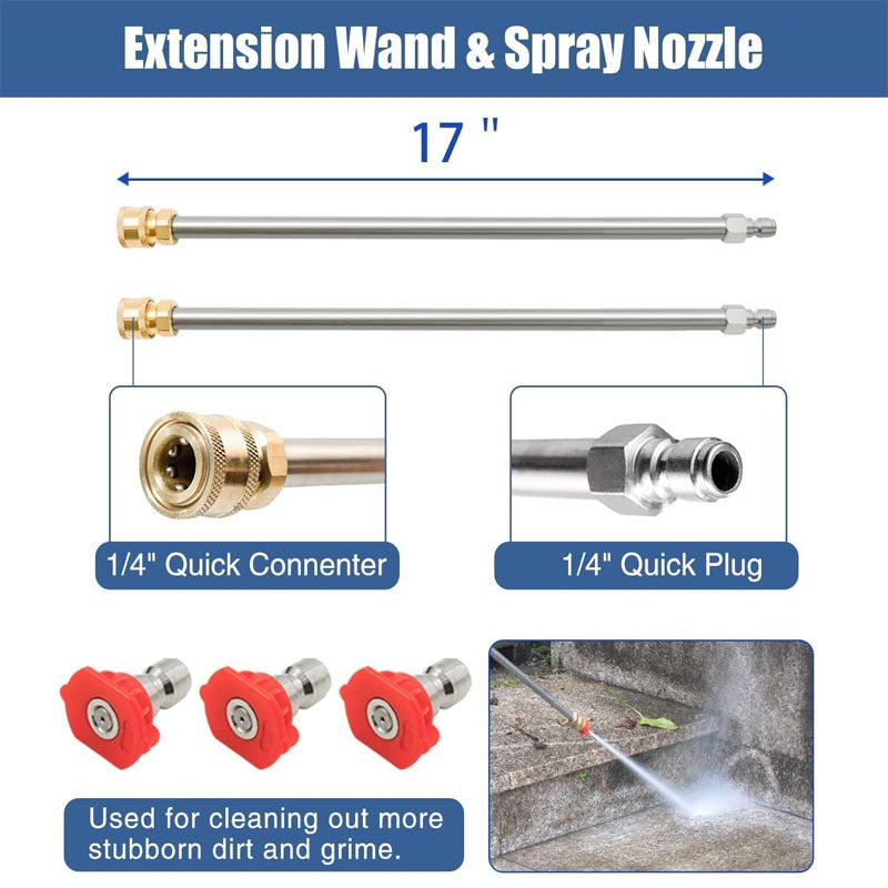 18" Pressure Washer Surface Cleaner with 4 Wheels,1/4" Quick Plug 2 Extension Wand Attachments
