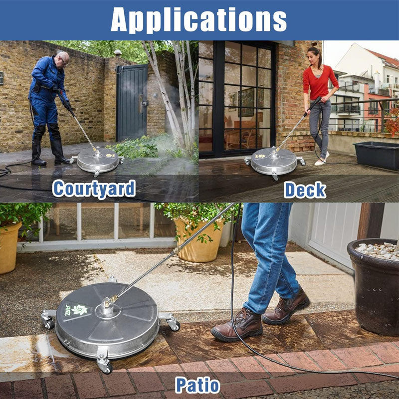 18" Pressure Washer Surface Cleaner with 4 Wheels,1/4" Quick Plug 2 Extension Wand Attachments