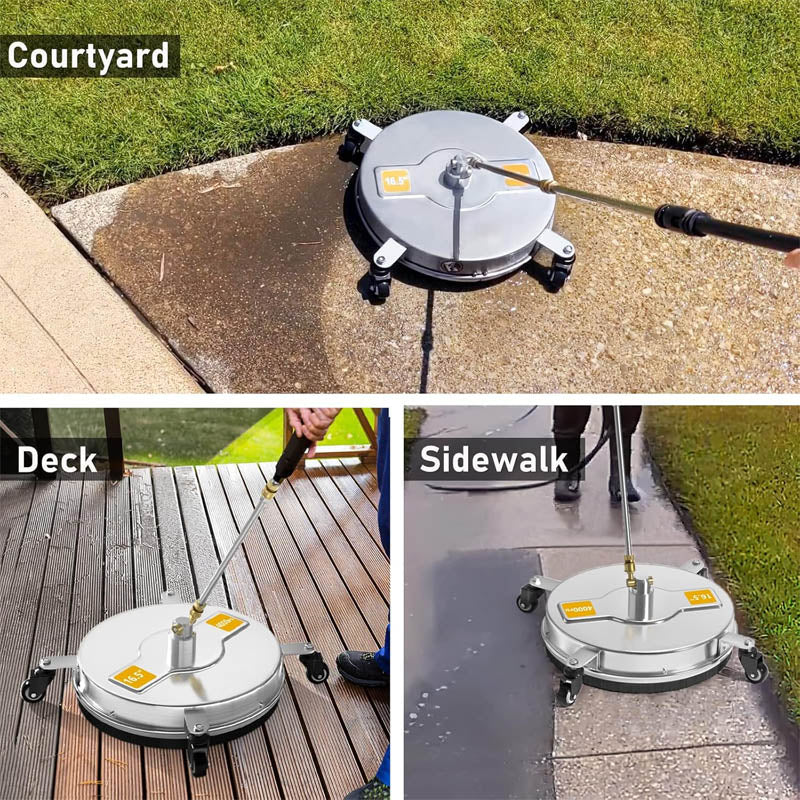 16.5'' Pressure Washer Surface Cleaner with 2 Extension Wand 2 Replacement Nozzles For Floor Driveway