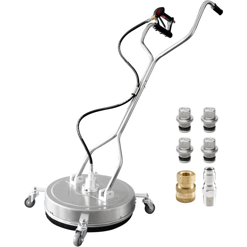 20" Pressure Washer Surface Cleaner with 4 Wheels,Dual Handle, 4 Replacement Nozzles and 2 Hose Adapters
