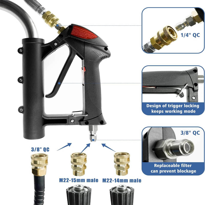 20" Pressure Washer Surface Cleaner with 4 Wheels,Dual Handle, 4 Replacement Nozzles and 2 Hose Adapters