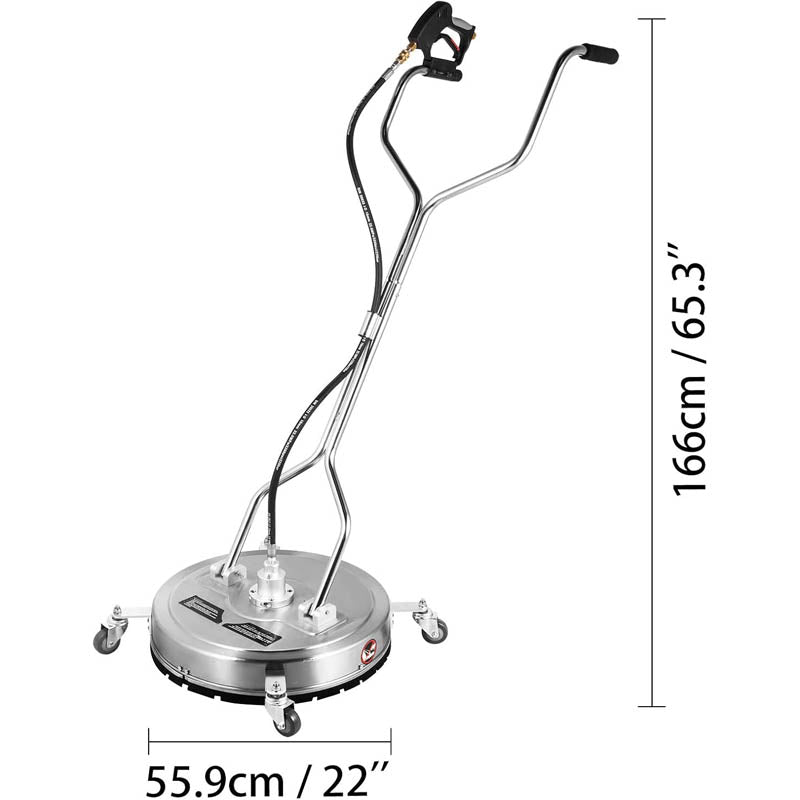 Pressure Washer Surface Cleaner 22inch for Pressure Washer 4000psi Pressure W/Casters 10.5GPM Stainless Steel Rotating Rod & 3 Nozzle