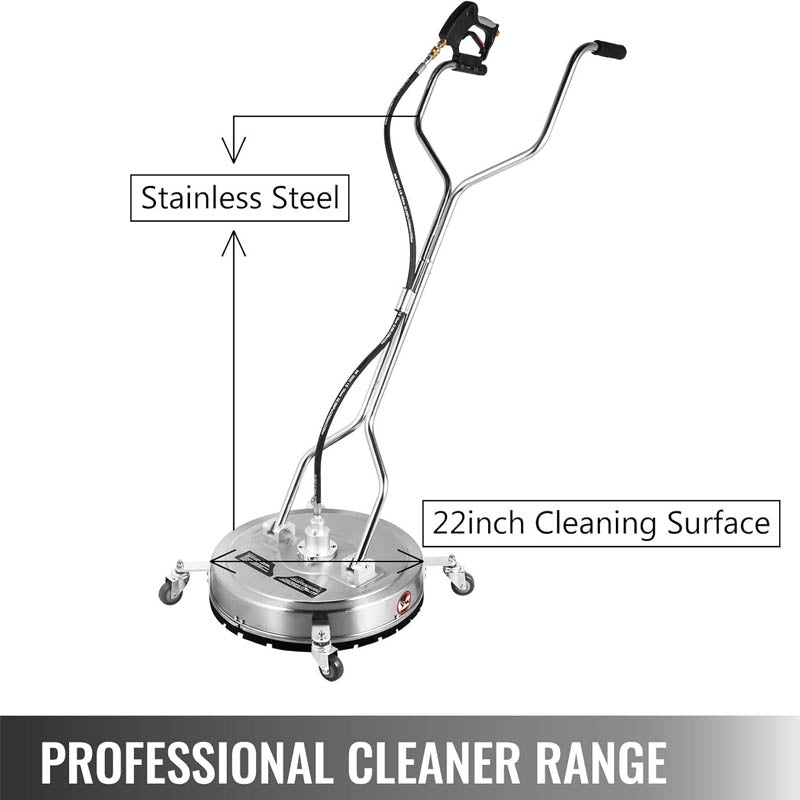 Pressure Washer Surface Cleaner 22inch for Pressure Washer 4000psi Pressure W/Casters 10.5GPM Stainless Steel Rotating Rod & 3 Nozzle