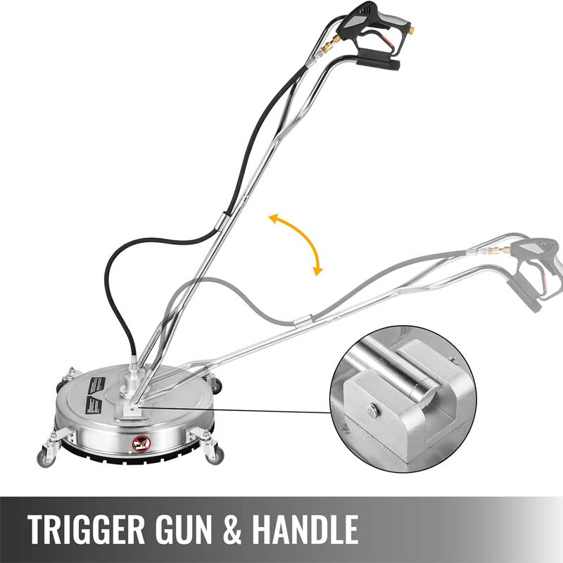 Pressure Washer Surface Cleaner 22inch for Pressure Washer 4000psi Pressure W/Casters 10.5GPM Stainless Steel Rotating Rod & 3 Nozzle