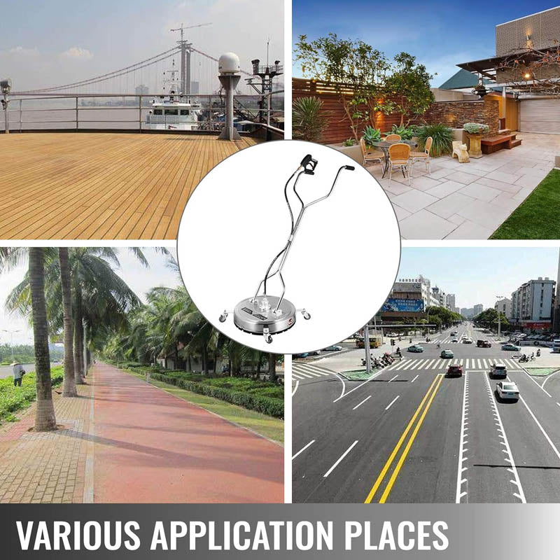 Pressure Washer Surface Cleaner 22inch for Pressure Washer 4000psi Pressure W/Casters 10.5GPM Stainless Steel Rotating Rod & 3 Nozzle