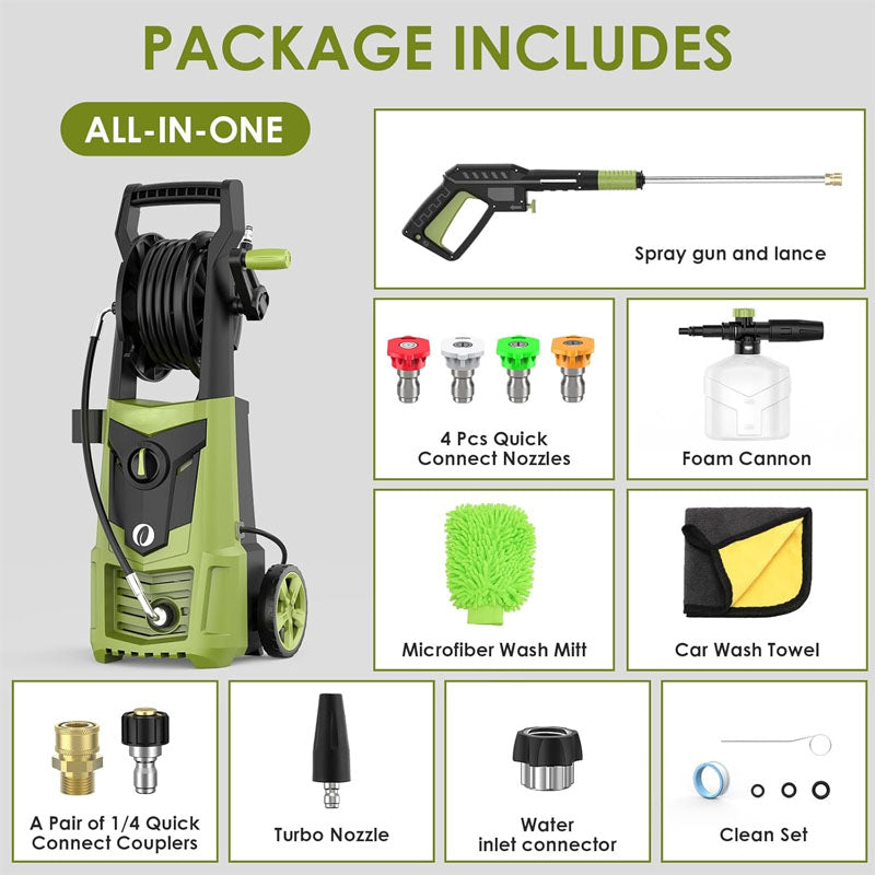 Pressure Washers 4000PSI 2.8GPM with Nozzle Set Wash Mitt Foam Cannon Included for Deck Driveway Patio