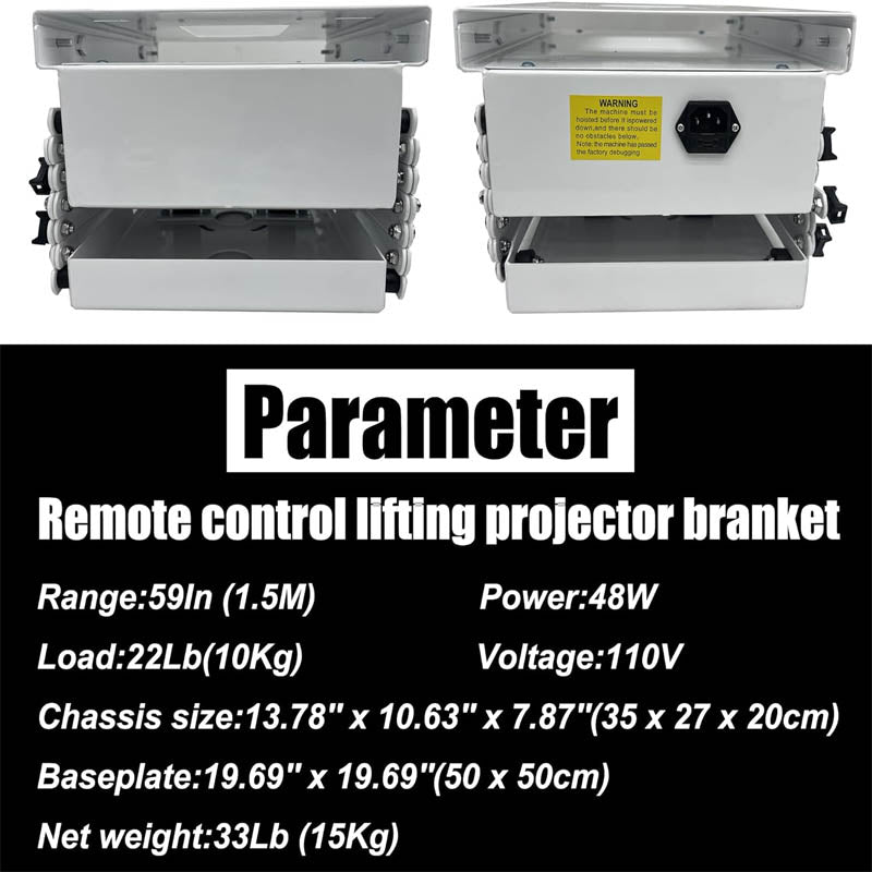 Projector Lift t 59'' Electric Projector Mount 19.69'' Base Automatic Lift 22Lb Load Capacity 110V