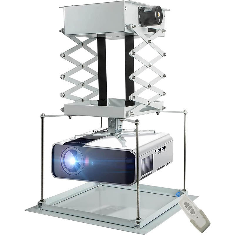 Projector Lift 600mm Base Plate Max Load 44lbs with Remote Control Hidden Projector for Various Projectors