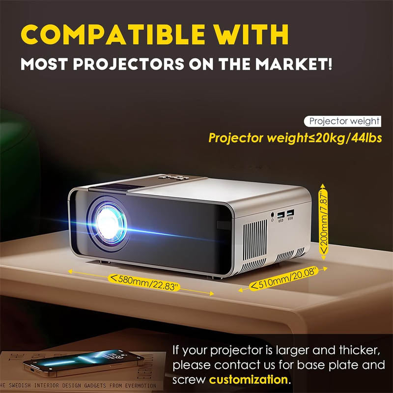 Projector Lift 600mm Base Plate Max Load 44lbs with Remote Control Hidden Projector for Various Projectors