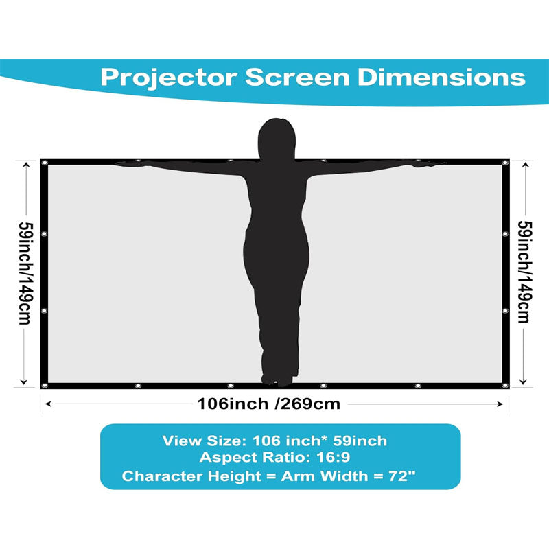 Projector Screen 120 inch 16:9 Movie Screen Fixed Frame 3D Projector Screen for Home, Party, Office, Classroom