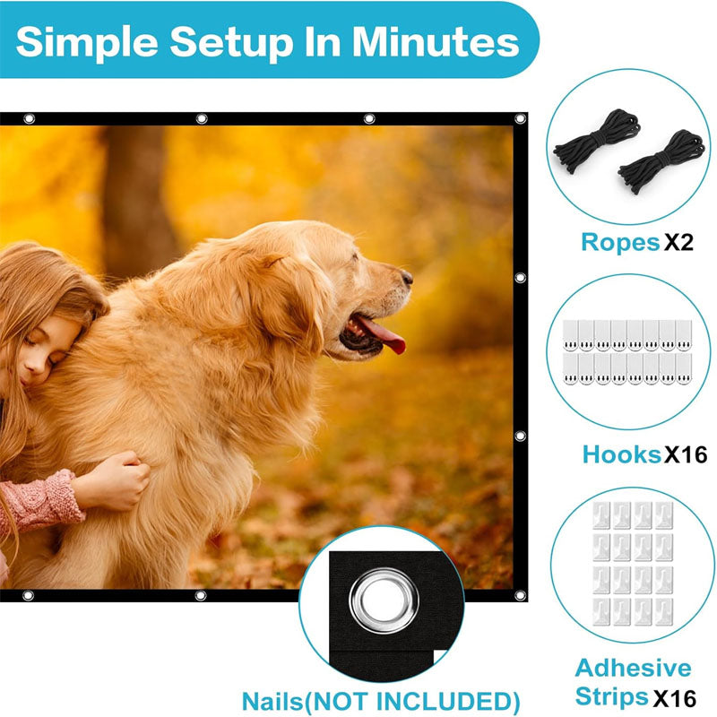 Projector Screen 120 inch 16:9 Movie Screen Fixed Frame 3D Projector Screen for Home, Party, Office, Classroom