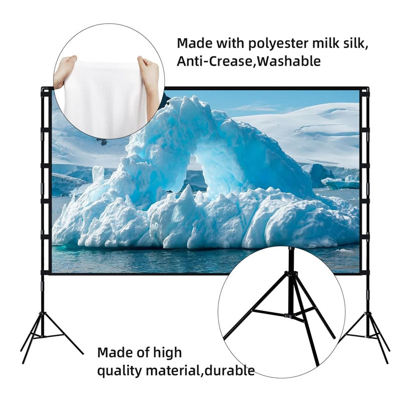 120 inch Projector Screens with Stand 16:9 4K 1080 HD Outdoor Movie Screen with Carry Bag