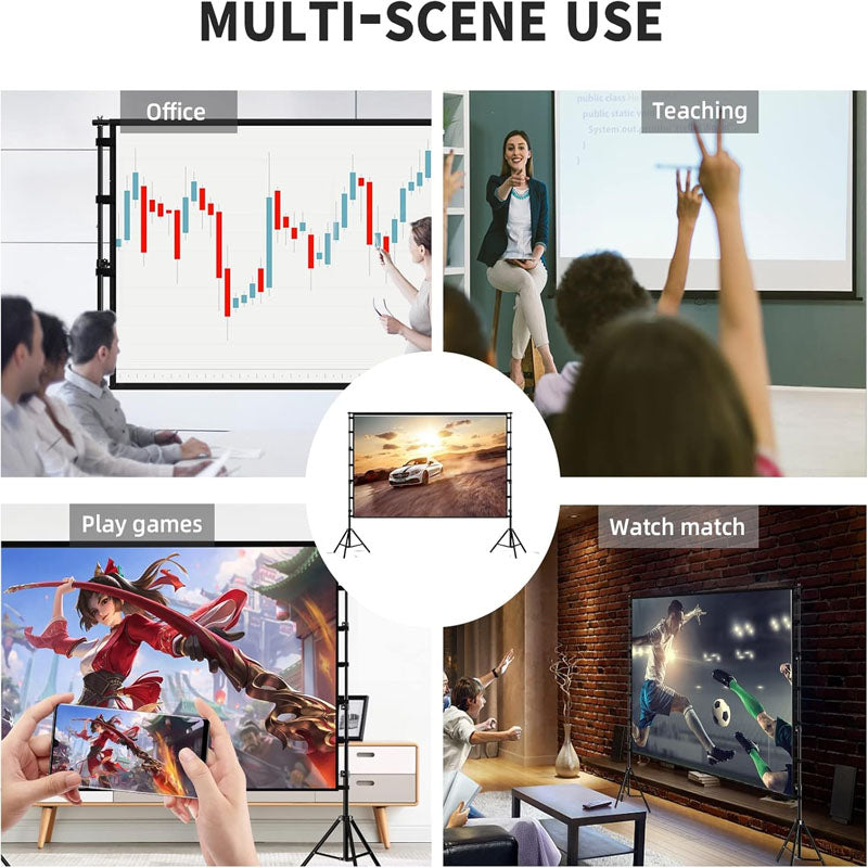 150 inch Projector Screens with Stand 16:9 4K 1080 HD Outdoor Movie Screen with Carry Bag Wrinkle-Free Design