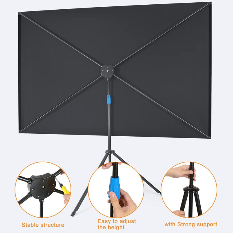 80 inch Projector Screen 16:9 Indoor Outdoor with Carrying Bag Stand Washable Anti-Crease