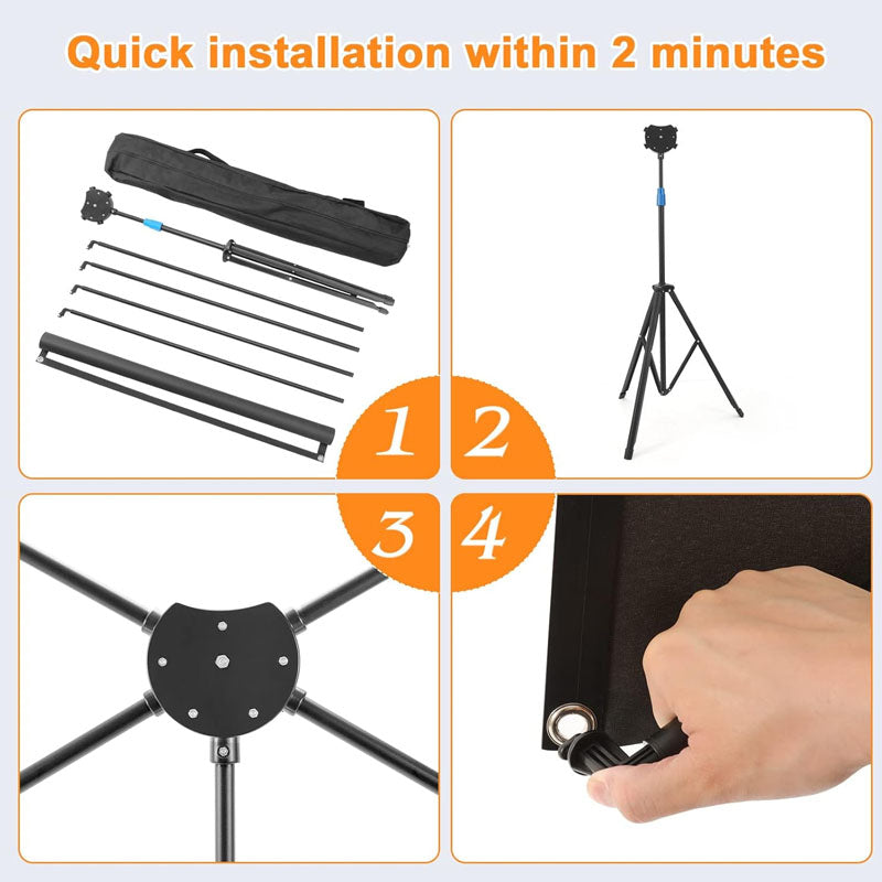 80 inch Projector Screen 16:9 Indoor Outdoor with Carrying Bag Stand Washable Anti-Crease