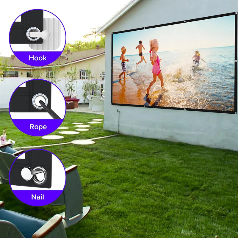 80 inch Projector Screen 16:9 Portable Projector Screen Indoor Support Double Sided Video Projection Screen for Office School Home