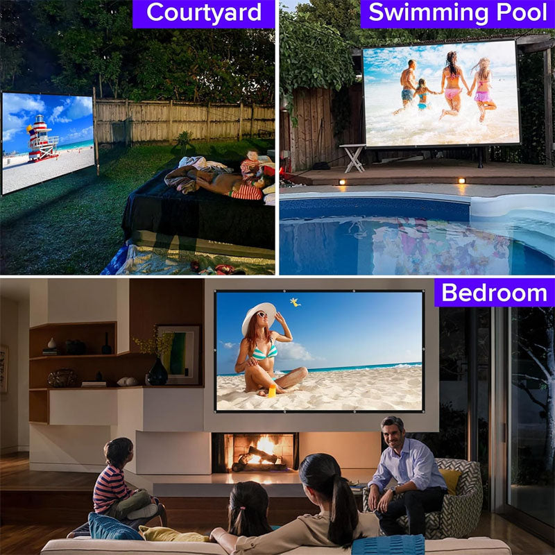 80 inch Projector Screen 16:9 Portable Projector Screen Indoor Support Double Sided Video Projection Screen for Office School Home