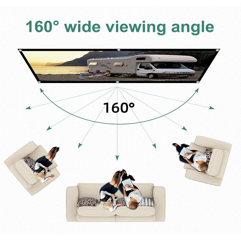 84 inch Projector Screen 16:9 HD 4K Portable Movies Screen Wrinkle-Free and Foldable for Home Theater Outdoor Indoor Support Double Sided Projection