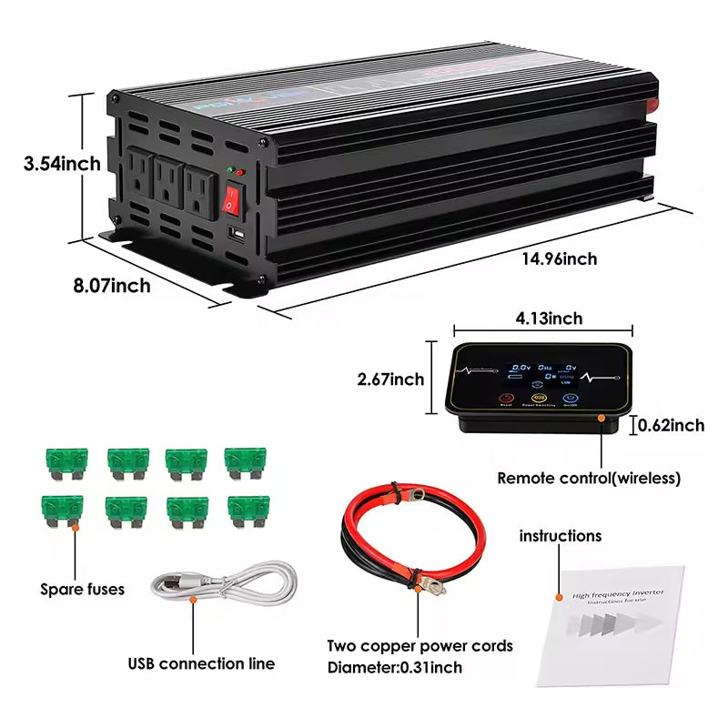 2000W Off-Grid Solar Power Inverter Modified Sine Wave Inverter 12V Dc To 220V Ac Converter For Home Rv Truck