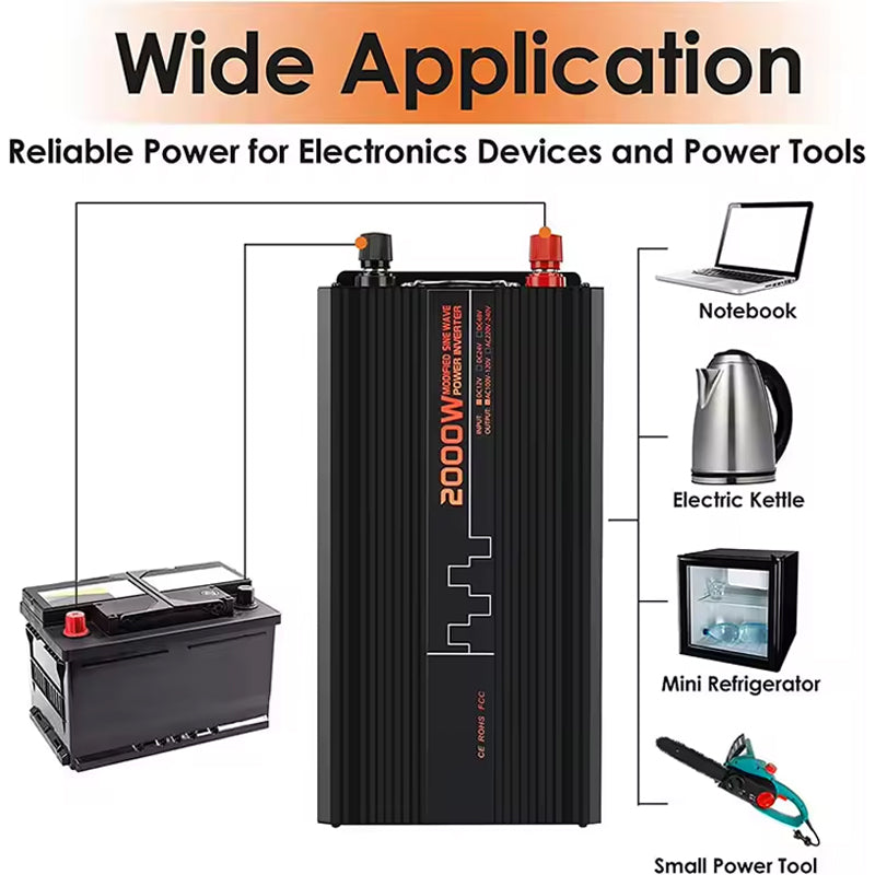 2000W Off-Grid Solar Power Inverter Modified Sine Wave Inverter 12V Dc To 220V Ac Converter For Home Rv Truck