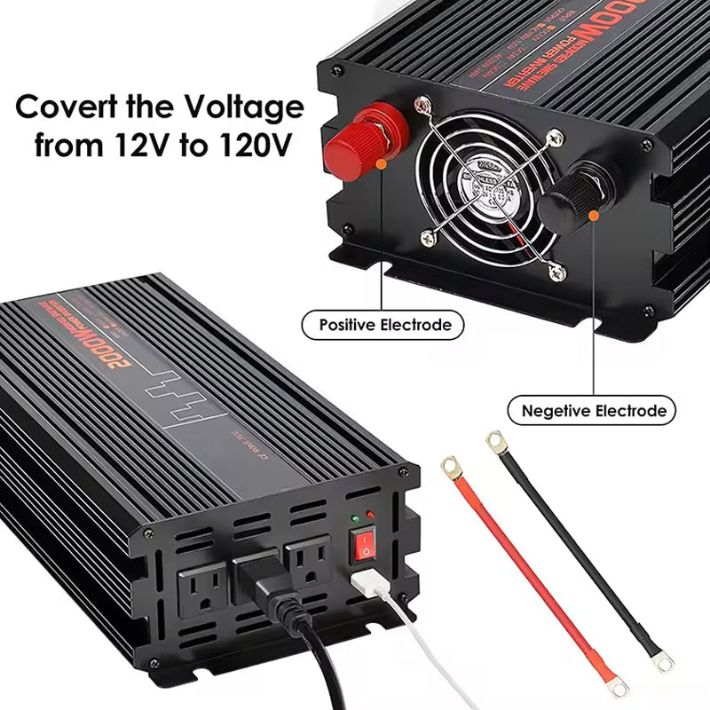 2000W Off-Grid Solar Power Inverter Modified Sine Wave Inverter 12V Dc To 220V Ac Converter For Home Rv Truck