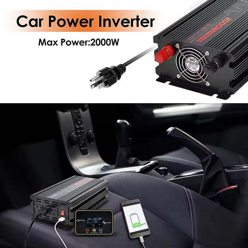 2000W Off-Grid Solar Power Inverter Modified Sine Wave Inverter 12V Dc To 220V Ac Converter For Home Rv Truck