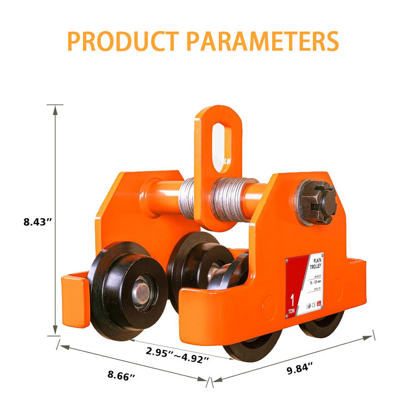 1T/2200LBS Double Wheel Beam Trolley, Manual Hand Push Trolley Lifter With Double Track Rollers, Heavy Duty Alloy Steel Garage Lifter For Straight And Bent I-Beams