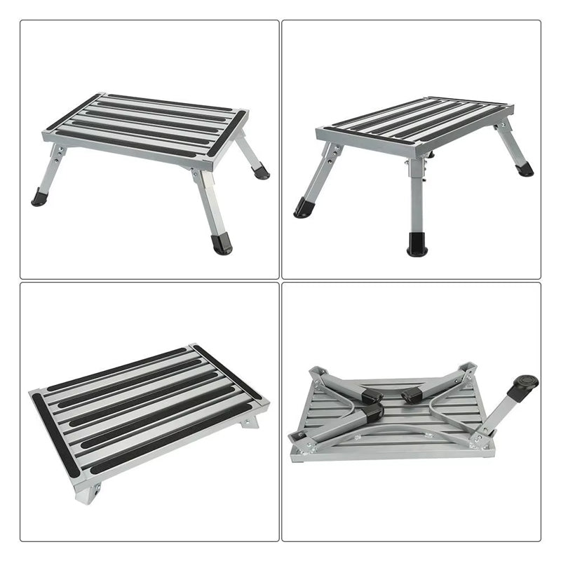 Step Stool Folding Aluminum Rv Step Platform With Anti-Slip Surface Sturdy Lightweight, Supports Up To 330lbs