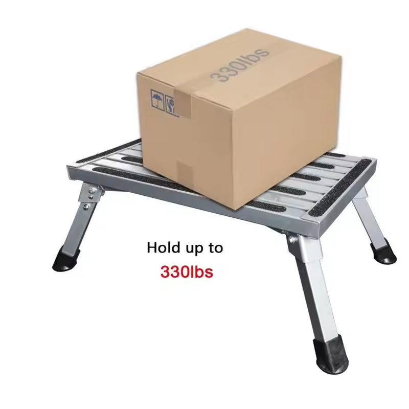 Step Stool Folding Aluminum Rv Step Platform With Anti-Slip Surface Sturdy Lightweight, Supports Up To 330lbs